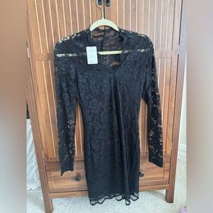 NWT Black Lace Long Sleeve Mini Dress